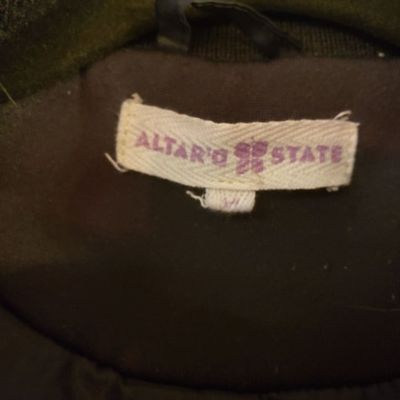 Altr'd State wool Coat size Medium double breast neutral tan zip button combo - Picture 5 of 12